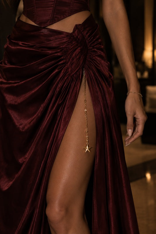 Burgundy Satin Set
